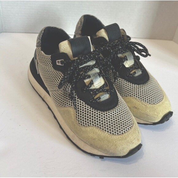 P448 EU 36 US 5.5 Black Cream Cancun Sting Lace Up Suede Mesh Shoes Women’s - Picture 1 of 8